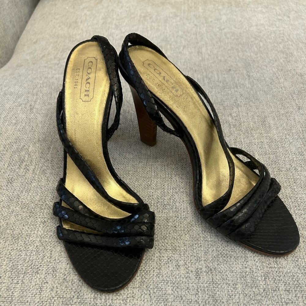 Coach Beatriz Black Heel Sandal Made in Italy Size 7.5